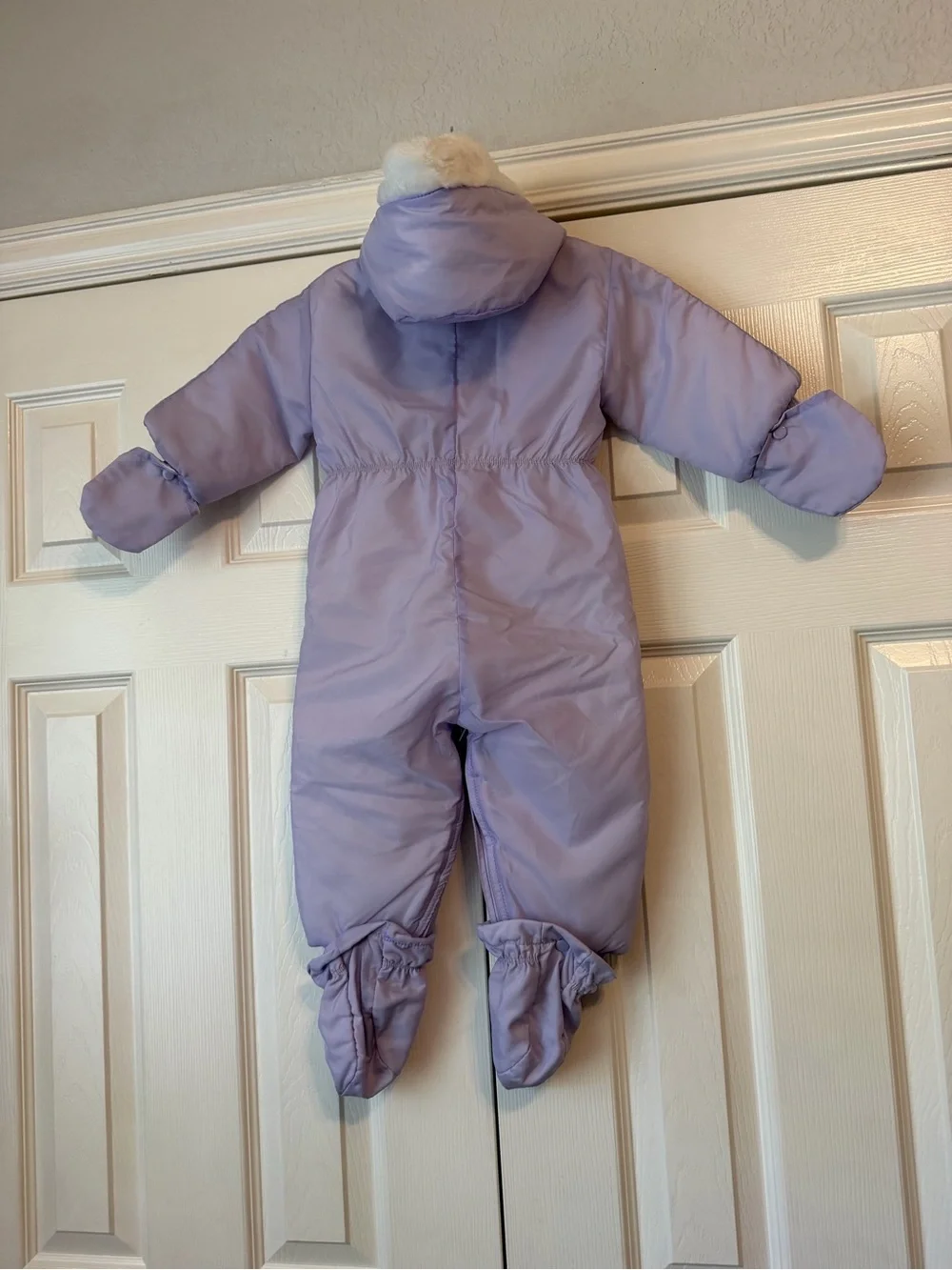 Vintage Lilac Baby One-Piece Snowsuit with Cat Embroidery JCP